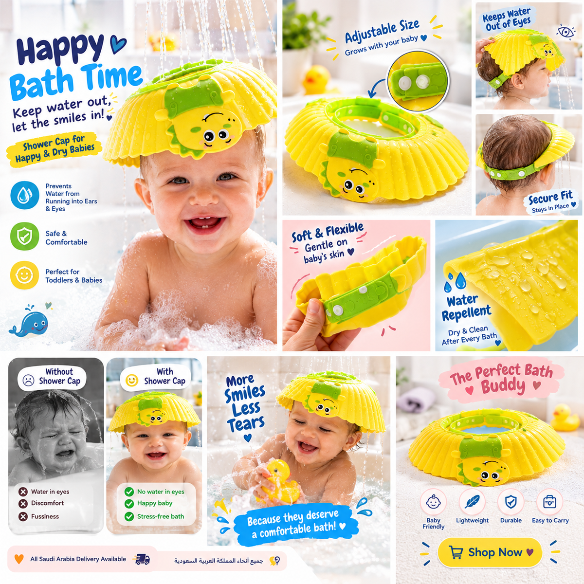 Kidilo – Adjustable Baby Shower Cap